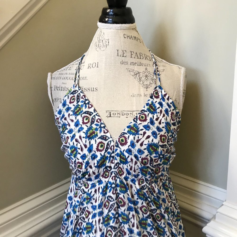 Roberta Roller Rabbit Marble Lois Maxi Dress Womens Small Blue V-Neck Sleeveless - Picture 4 of 14